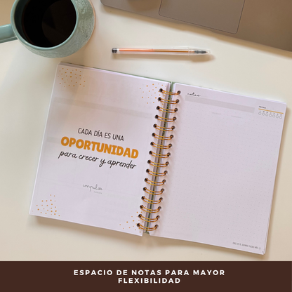 Agenda 2026 con fecha flores - 12 meses espacio notas