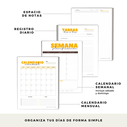 Planner Diario 2 Meses Sin Fecha - Con Notas - Portátil y Liviano