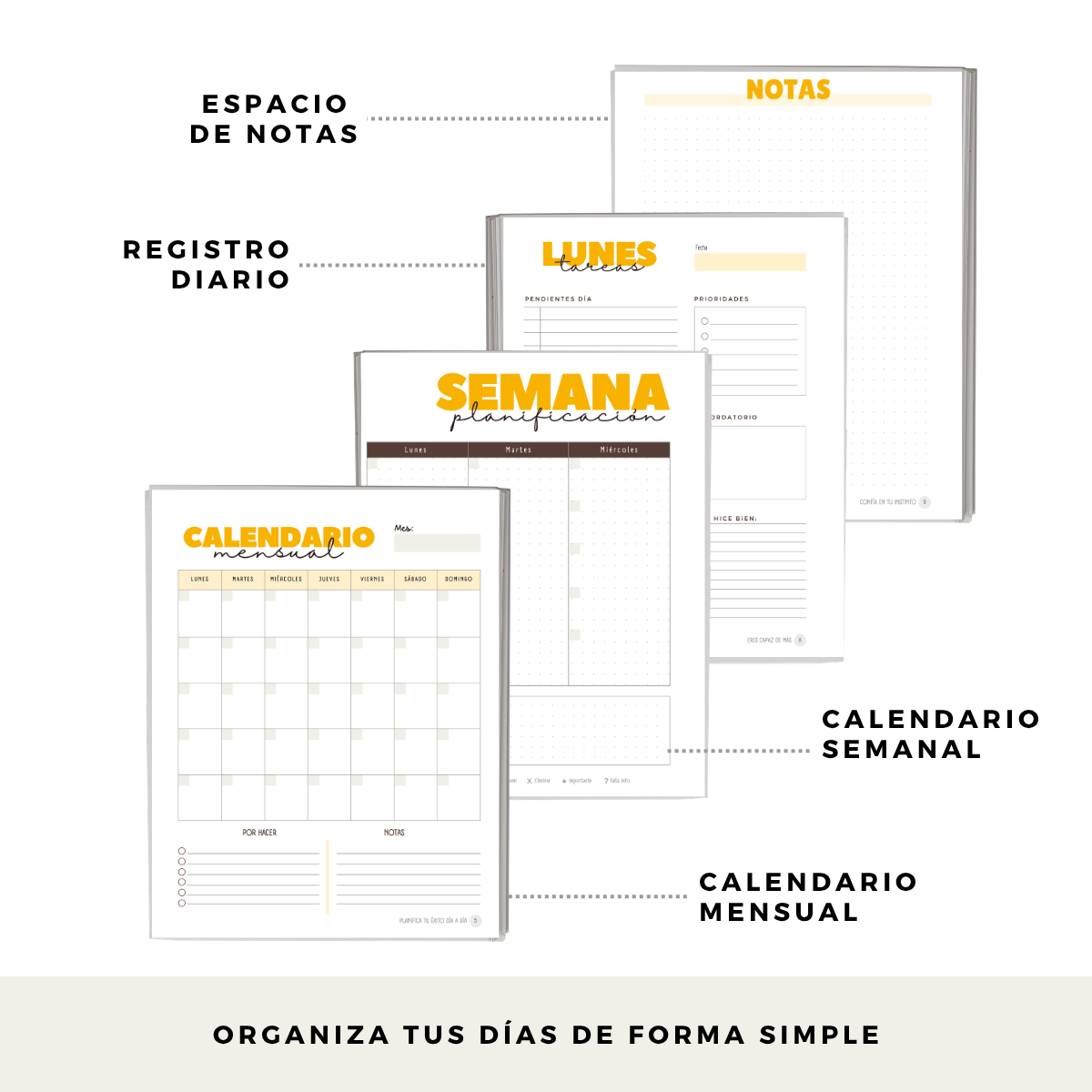 Planner Diario 3 Meses Sin Fecha Personalizado Nombre 2 Días