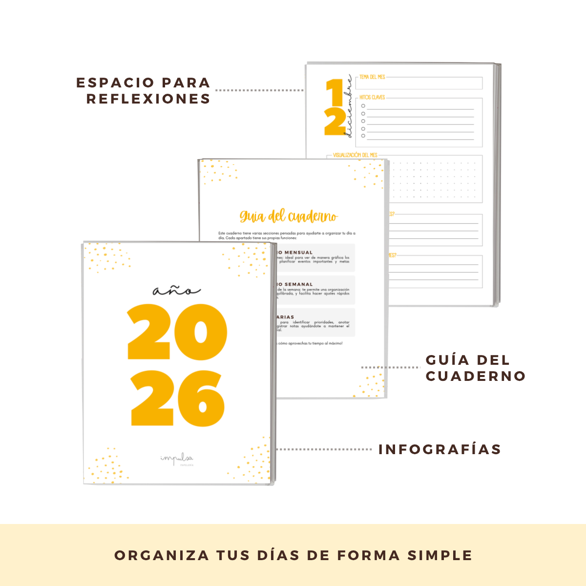 Agenda 2026 con fecha flores - 12 meses espacio notas