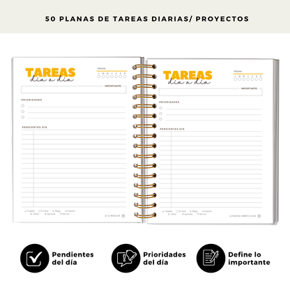 Planner Diario 2 Meses Sin Fecha - Con Notas - Portátil y Liviano