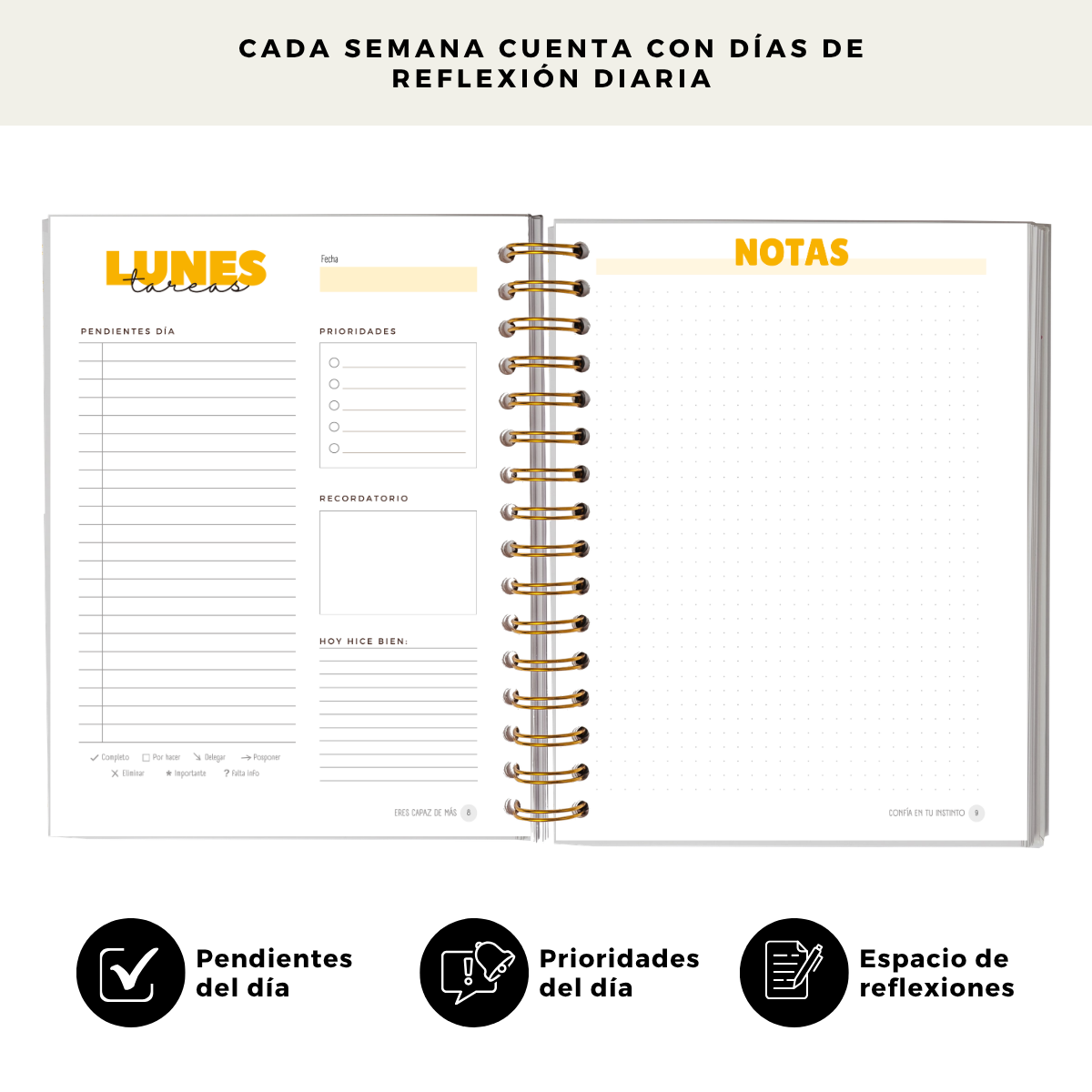 Planner Diario 3 Meses Sin Fecha Personalizado Nombre 2 Días