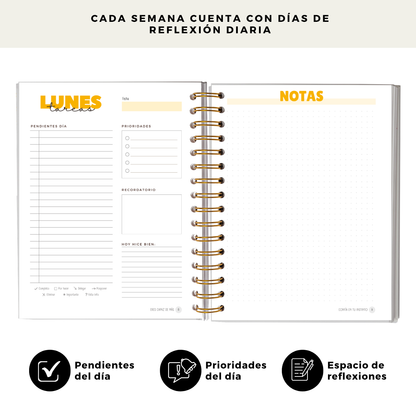 Planner Diario 3 Meses Sin Fecha Personalizado Nombre 2 Días