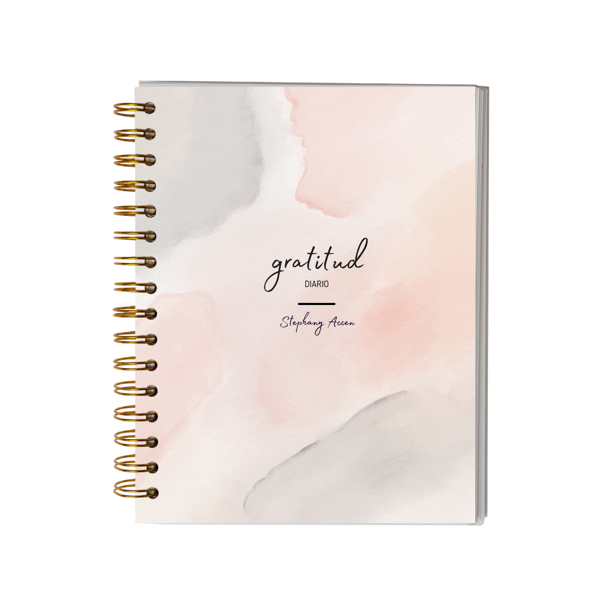 Diario de Gratitud Personalizado con Nombre - Rosa