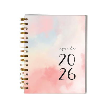 Agenda 2026 con fecha rosa - Tareas diarias 12 meses