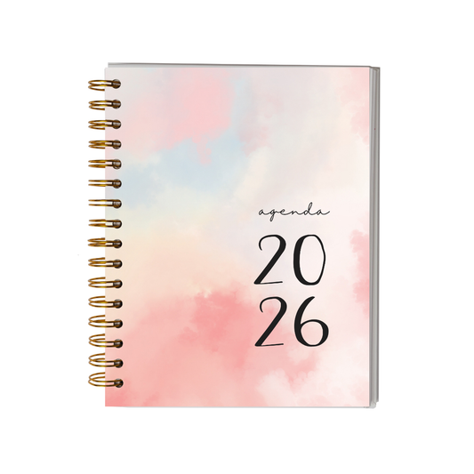 Agenda 2026 con fecha rosa - Tareas diarias 12 meses