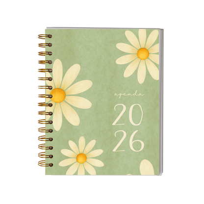 Agenda 2026 con fecha flores - 12 meses espacio notas