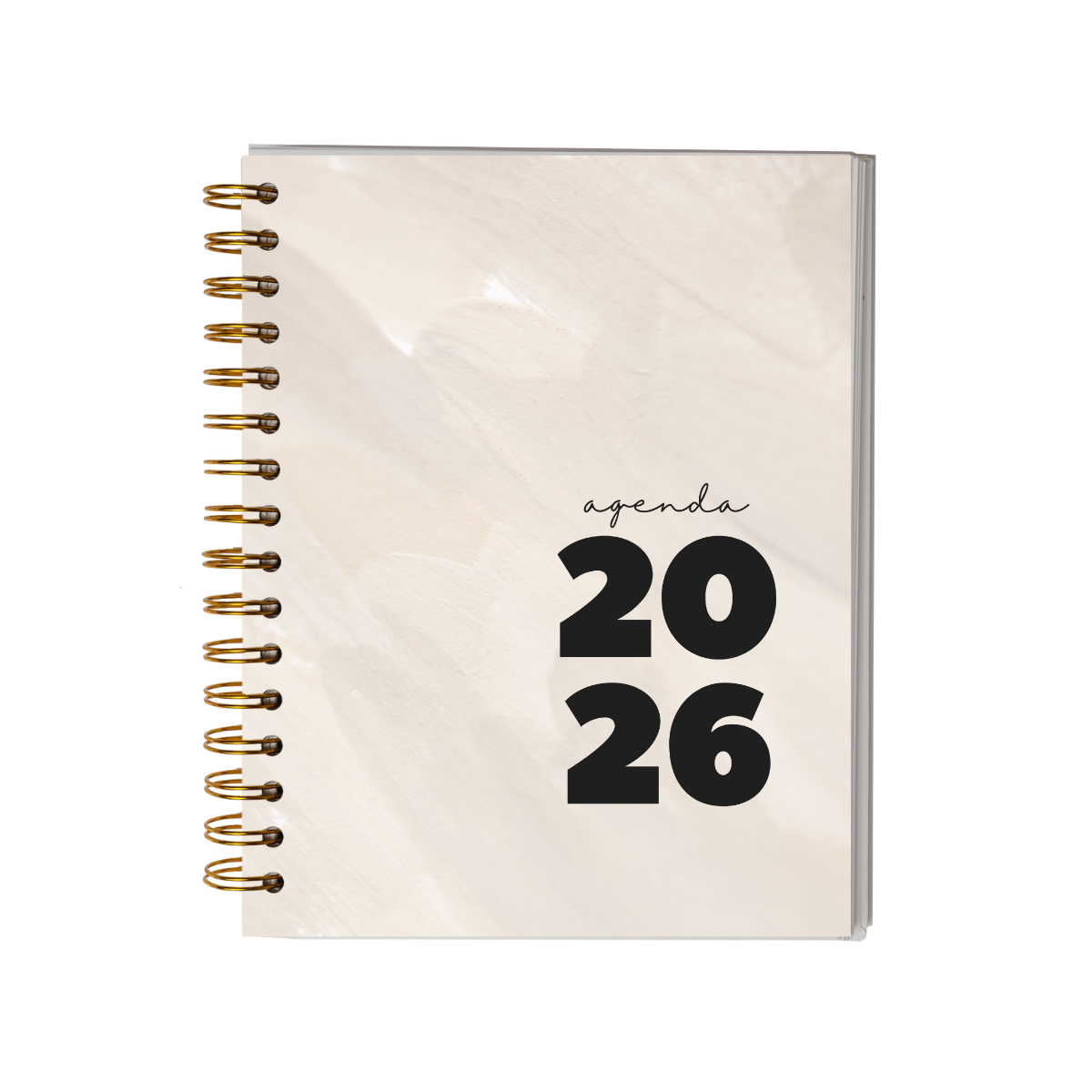 Agenda 2026 con fecha neutra - 12 meses espacio notas liviana