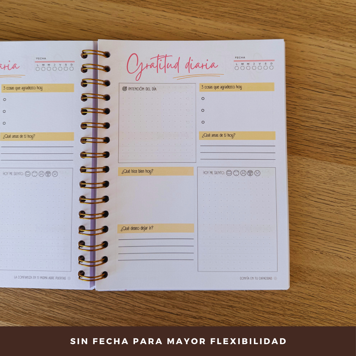 Diario de Gratitud Personalizado con Nombre - Rosa