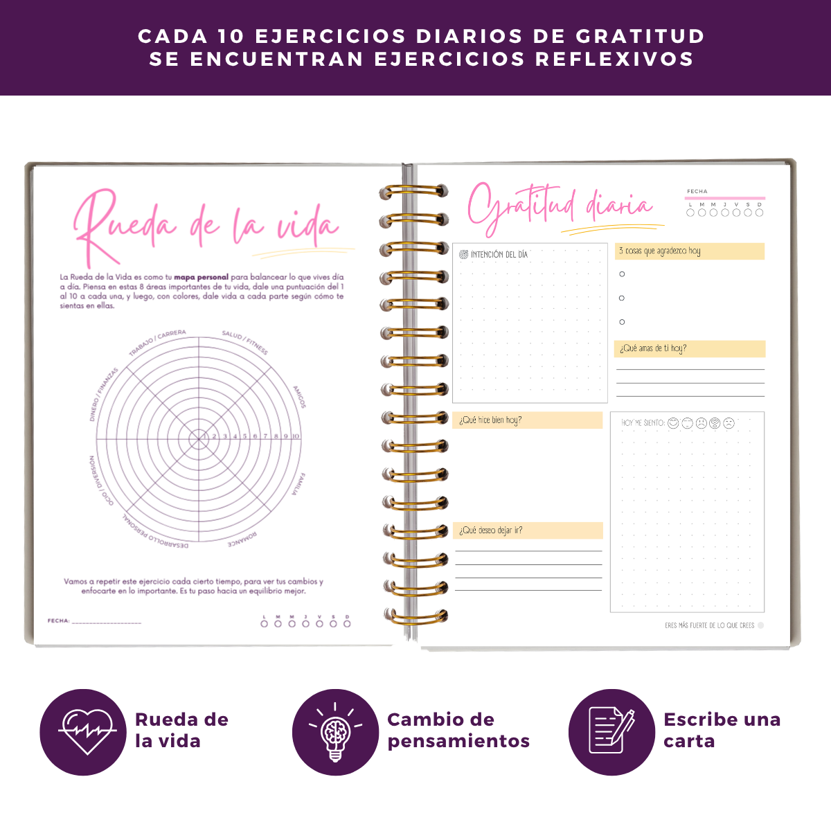 Diario de Gratitud Personalizado con Nombre - Rosa
