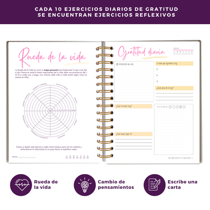 Diario de Gratitud Personalizado con Nombre - Rosa