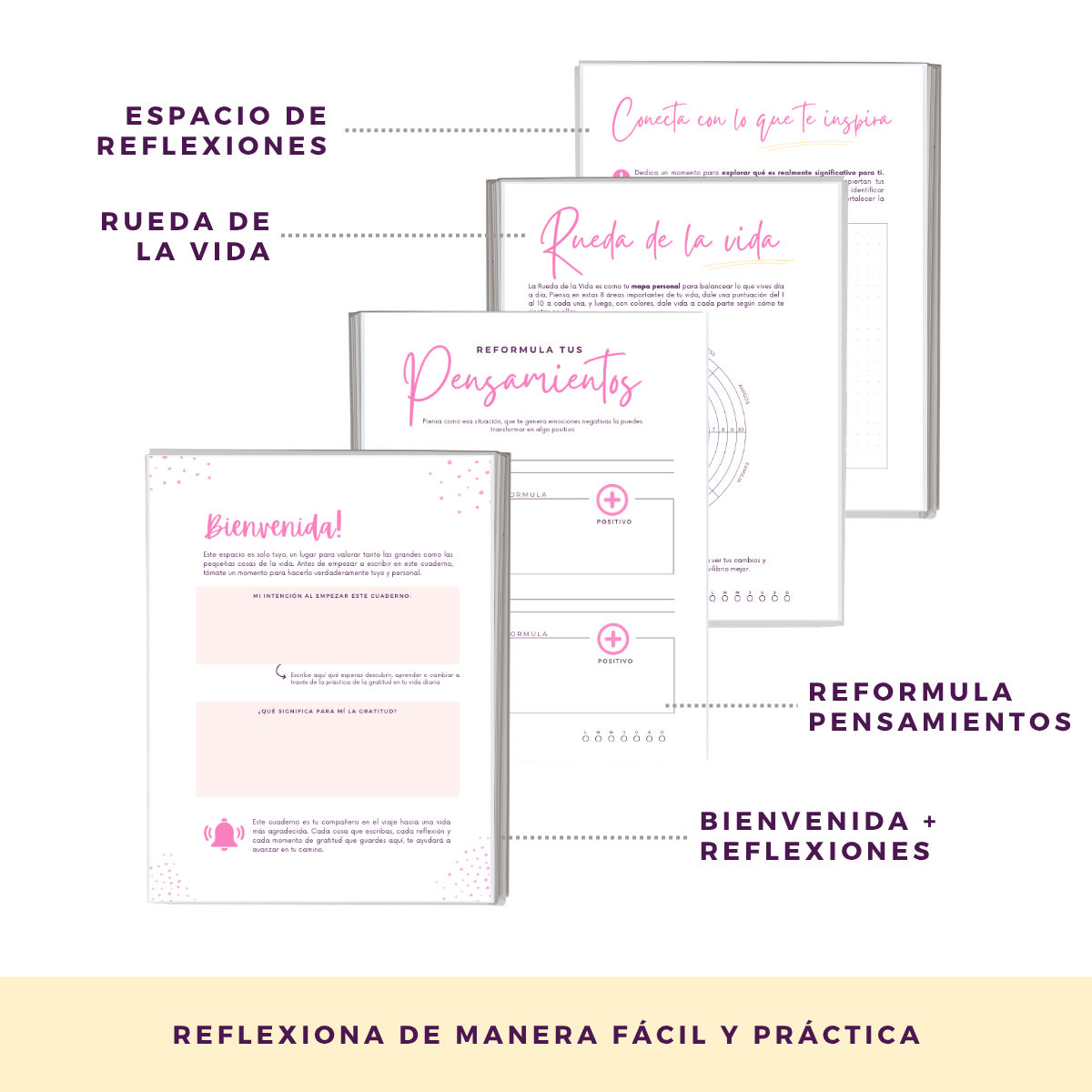 Diario de Gratitud Personalizado con Nombre - Rosa