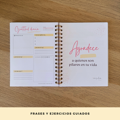 Diario de Gratitud Personalizado con Nombre - Rosa