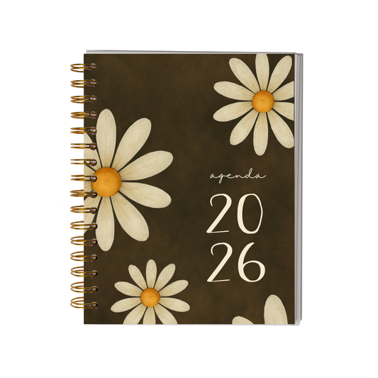 Agenda 2026 con fecha flores - 12 meses espacio notas