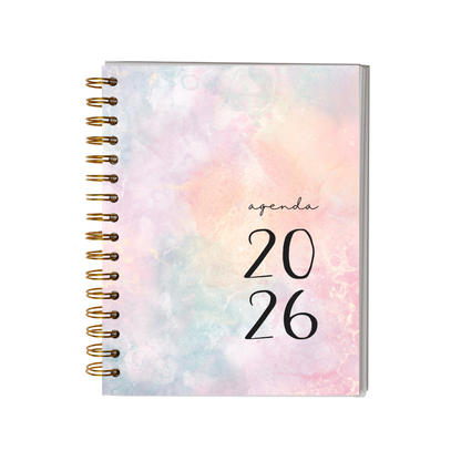 Agenda 2026 con fecha rosa - Tareas diarias 12 meses