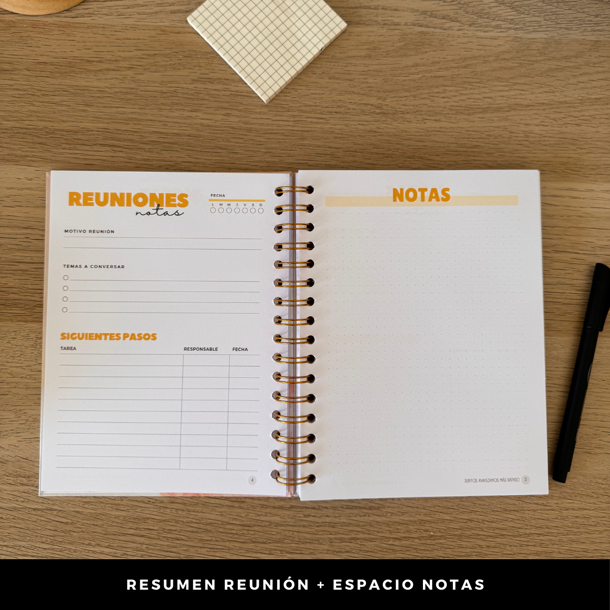 Cuaderno de Reuniones Profesional - Espacio para 60 Reuniones