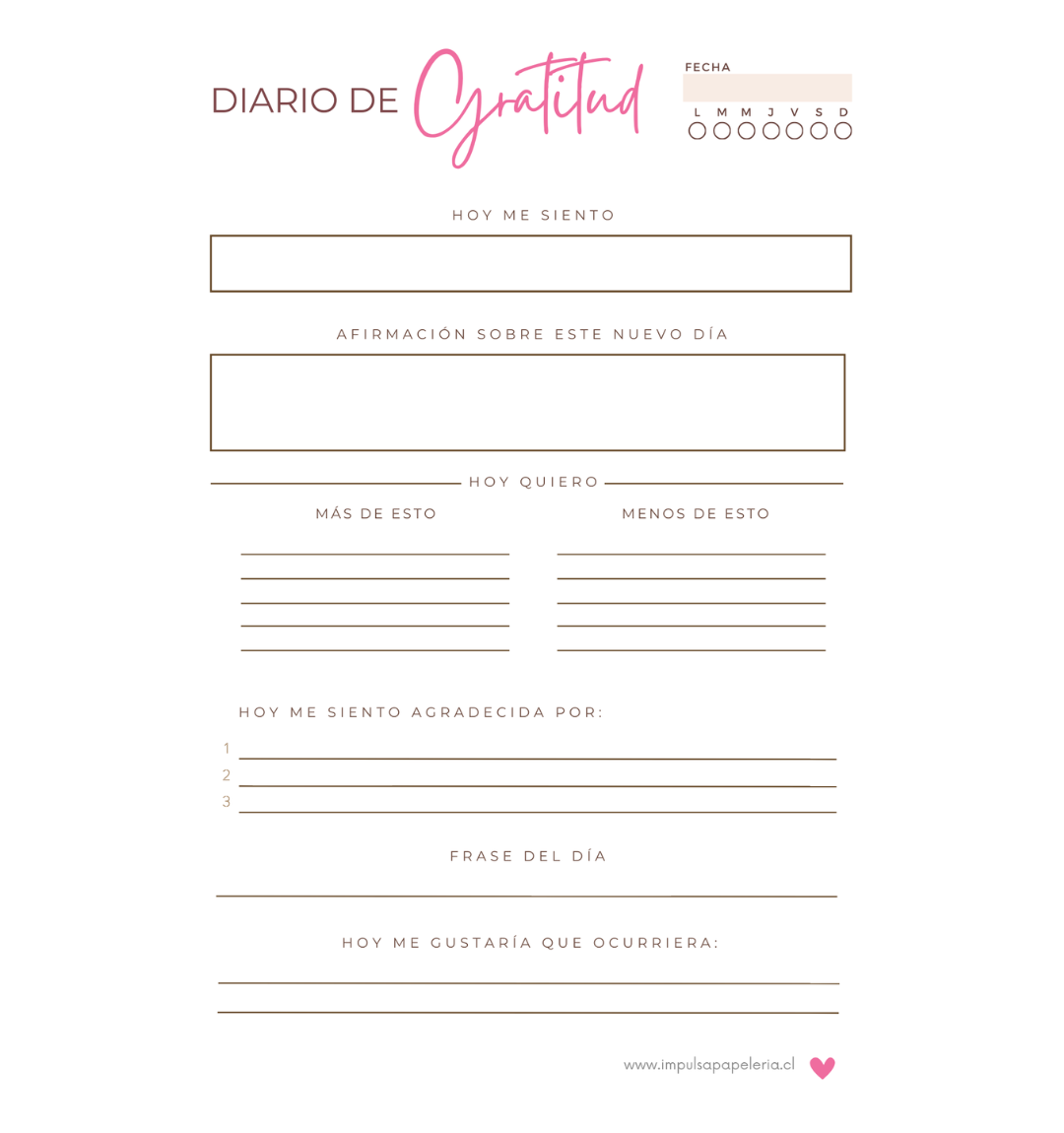 Diario de gratitud 2 semanas