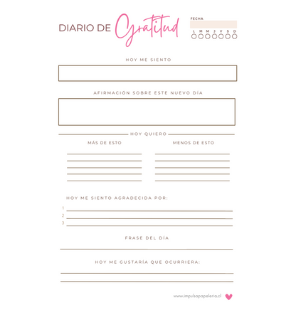 Diario de gratitud 2 semanas
