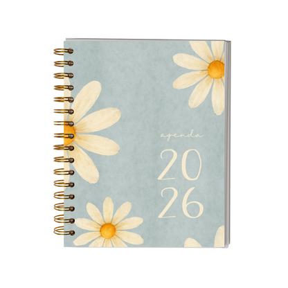 Agenda 2026 con fecha flores - 12 meses espacio notas