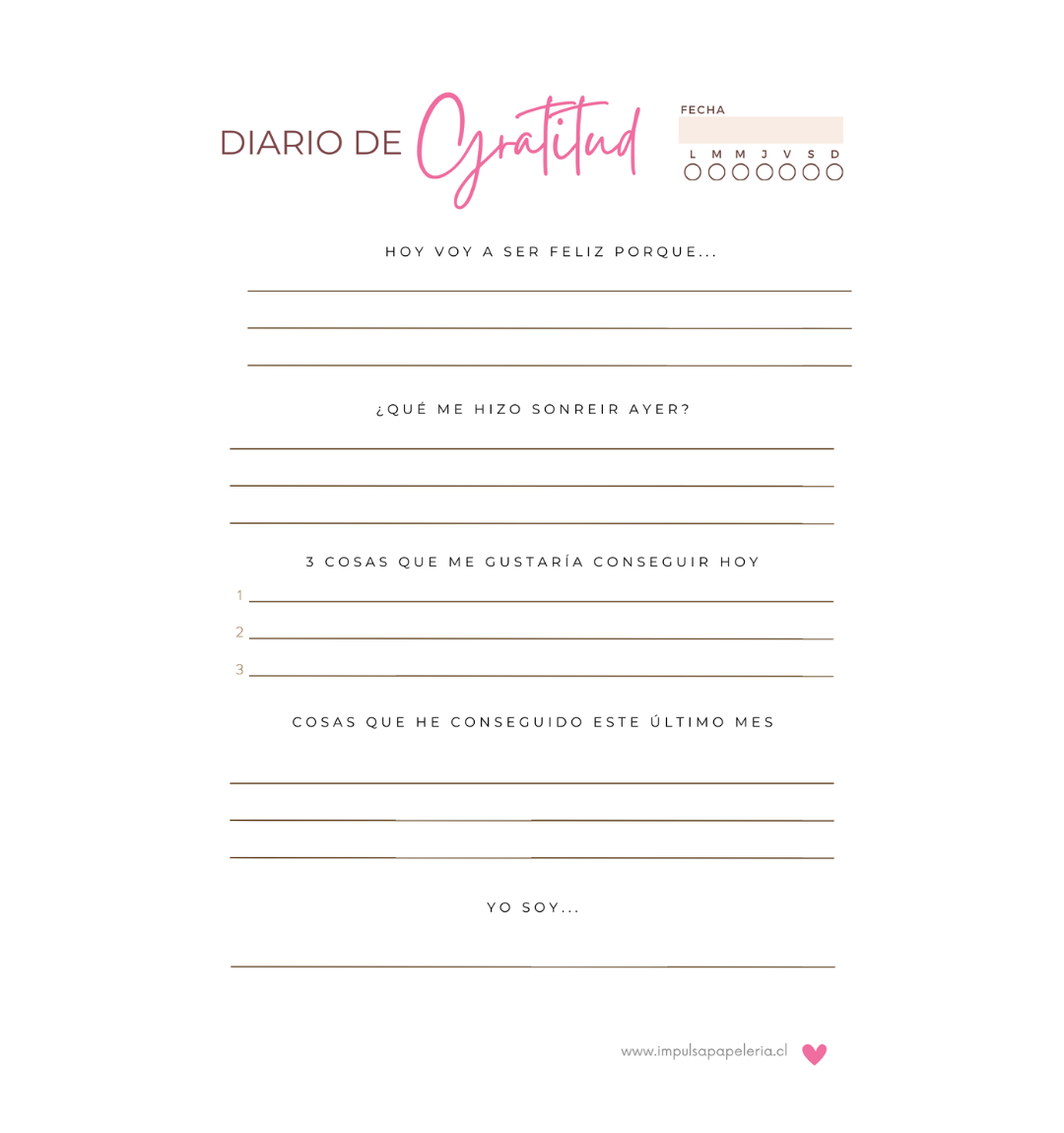 Diario de gratitud 2 semanas