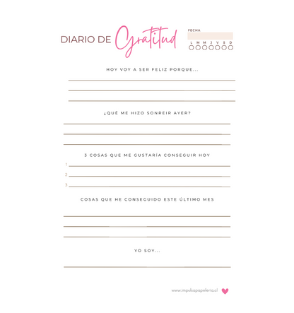 Diario de gratitud 2 semanas