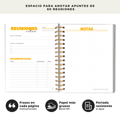 Cuaderno de Reuniones Profesional - Espacio para 60 Reuniones