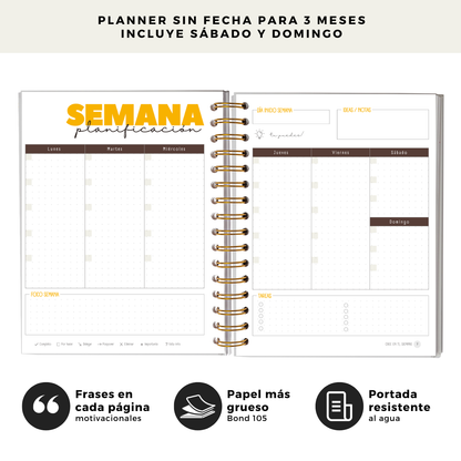 Planner Diario 3 Meses Sin Fecha - Sábado Y Domingo - Frase