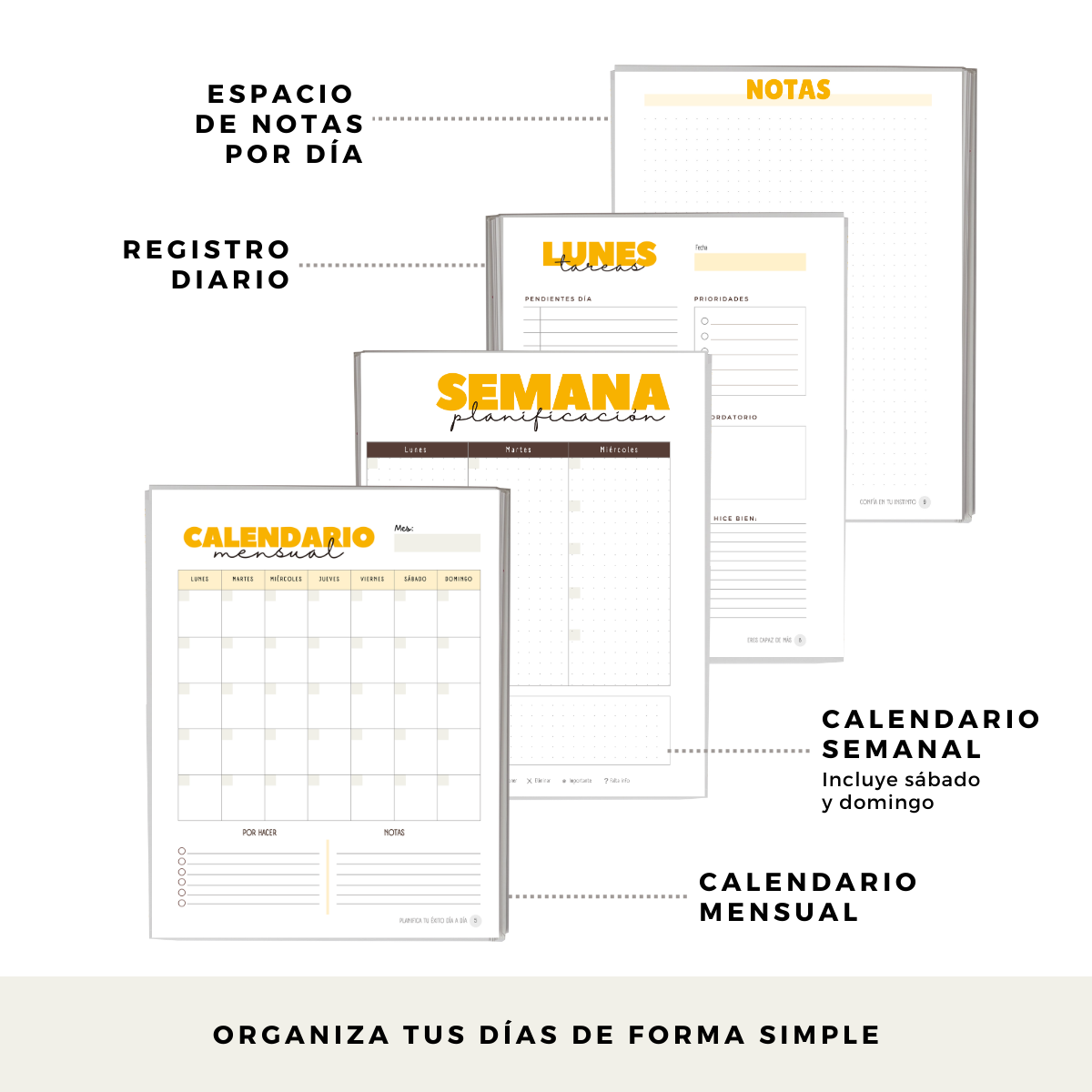 Planner Diario 3 Meses Sin Fecha - Sábado Y Domingo - Frase