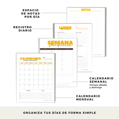 Planner Diario 3 Meses Sin Fecha - Sábado Y Domingo - Frase