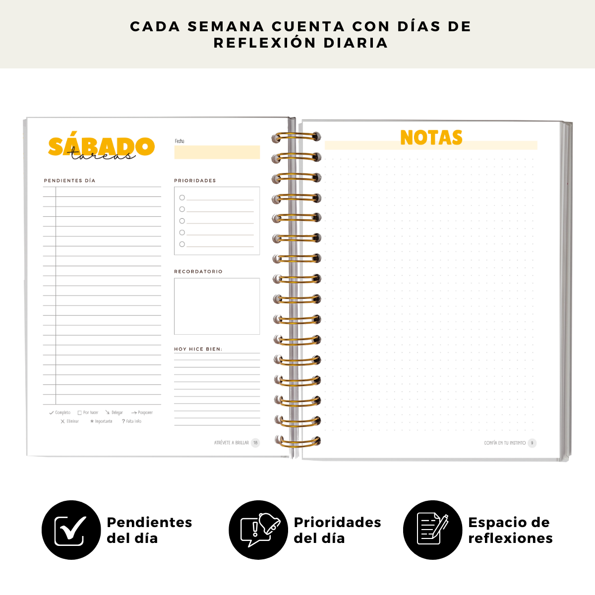 Planner Diario 3 Meses Sin Fecha - Sábado Y Domingo - Frase
