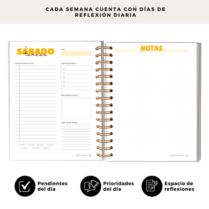 Planner Diario 3 Meses Sin Fecha - Sábado Y Domingo - Frase
