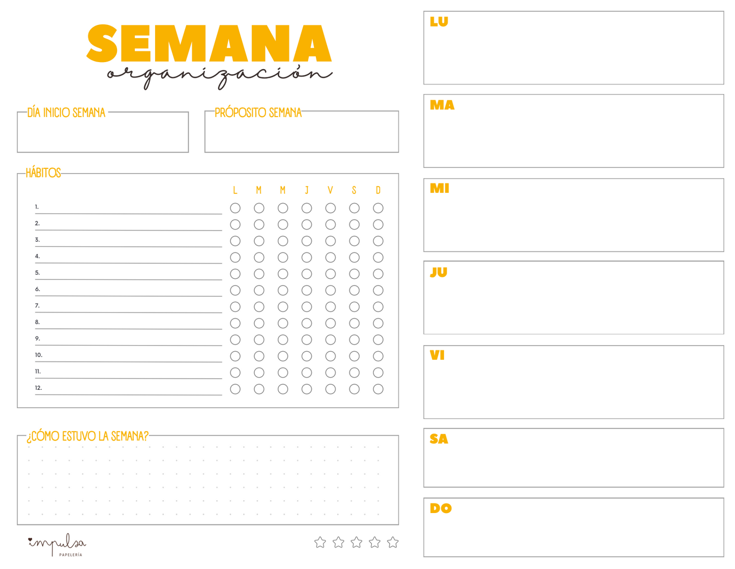 Planificador Semanal imprimible gratis