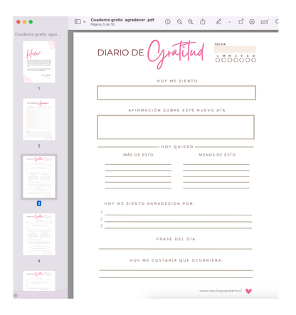 Diario de gratitud 2 semanas